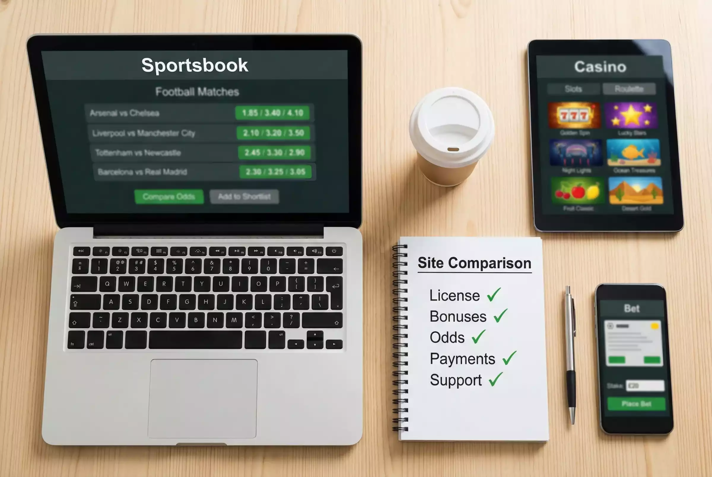 Comparison of top-rated UK gambling sites with UKGC licences